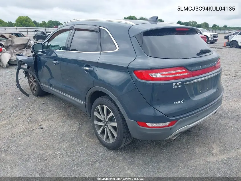 2019 Lincoln Mkc Reserve VIN: 5LMCJ3C94KUL04135 Lot: 45408209