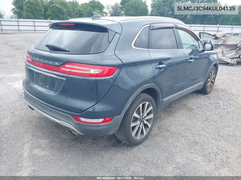 2019 Lincoln Mkc Reserve VIN: 5LMCJ3C94KUL04135 Lot: 45408209