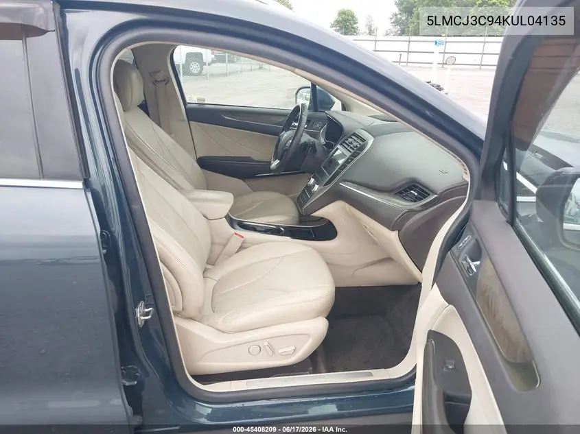 2019 Lincoln Mkc Reserve VIN: 5LMCJ3C94KUL04135 Lot: 45408209