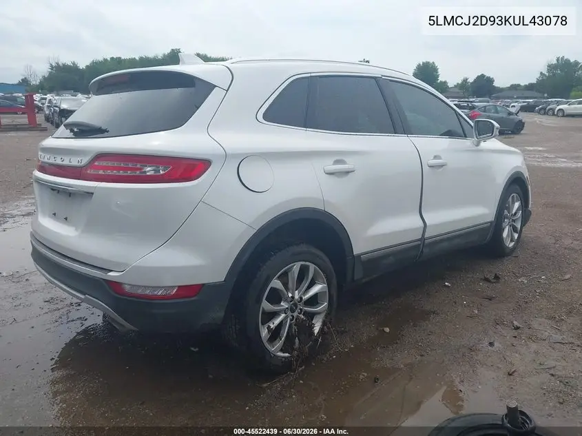 2019 Lincoln Mkc Select VIN: 5LMCJ2D93KUL43078 Lot: 45522439