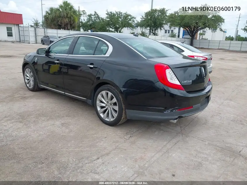 2014 Lincoln Mks VIN: 1LNHL9DK0EG600179 Lot: 45337212