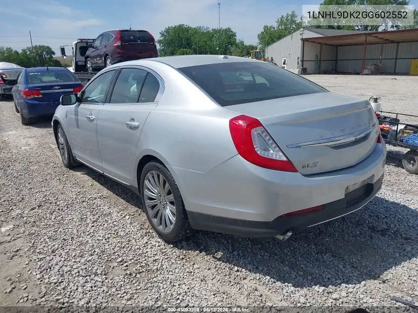 2016 Lincoln Mks VIN: 1LNHL9DK2GG602552 Lot: 45093258