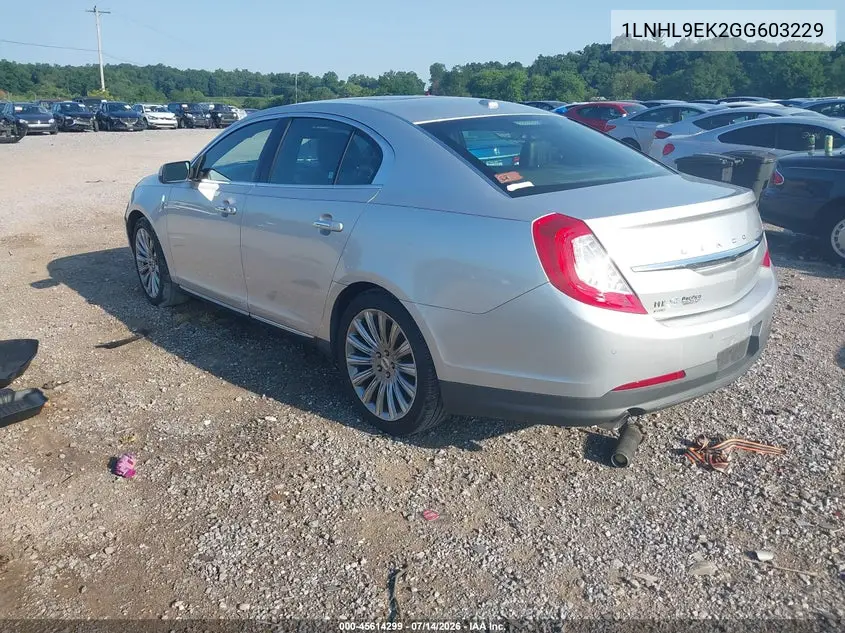 2016 Lincoln Mks VIN: 1LNHL9EK2GG603229 Lot: 45614299