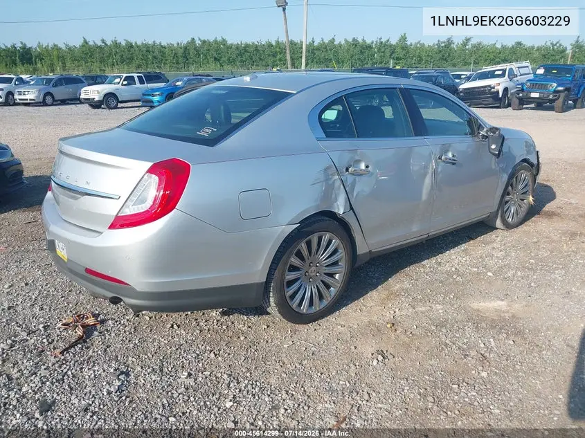 2016 Lincoln Mks VIN: 1LNHL9EK2GG603229 Lot: 45614299