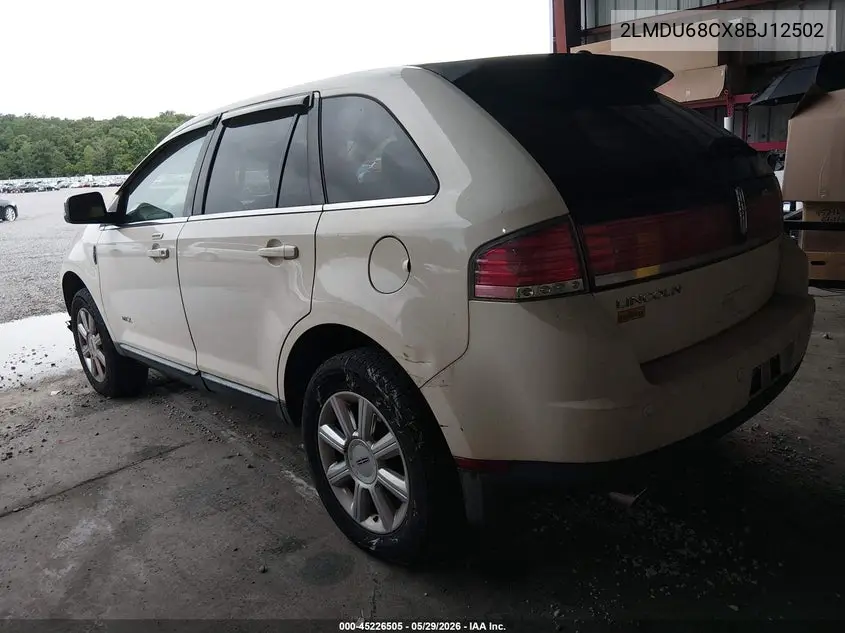 2008 Lincoln Mkx VIN: 2LMDU68CX8BJ12502 Lot: 45226505