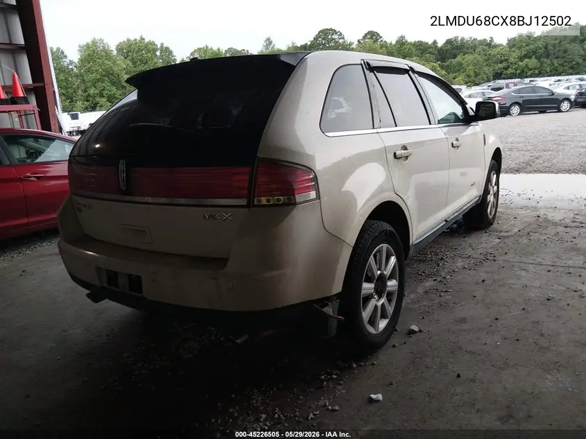 2008 Lincoln Mkx VIN: 2LMDU68CX8BJ12502 Lot: 45226505