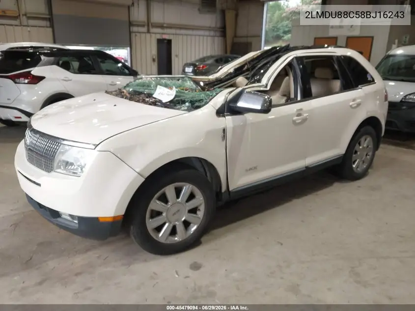 2008 Lincoln Mkx VIN: 2LMDU88C58BJ16243 Lot: 45479094