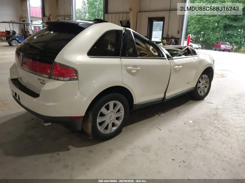 2008 Lincoln Mkx VIN: 2LMDU88C58BJ16243 Lot: 45479094