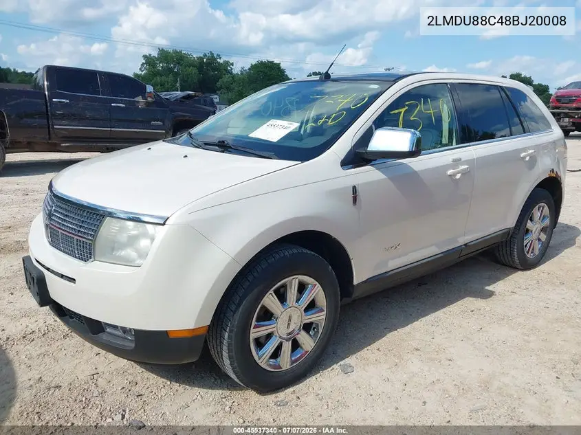 2008 Lincoln Mkx VIN: 2LMDU88C48BJ20008 Lot: 45537340