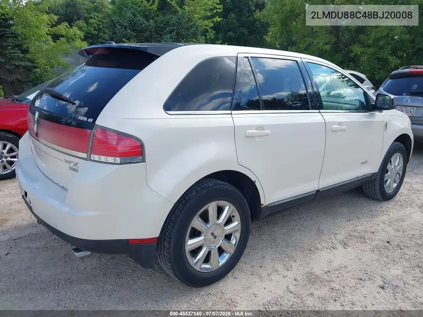 2008 Lincoln Mkx VIN: 2LMDU88C48BJ20008 Lot: 45537340