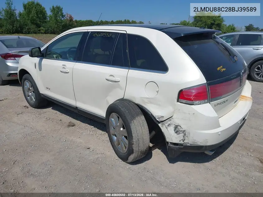 2008 Lincoln Mkx VIN: 2LMDU88C28BJ39589 Lot: 45600550