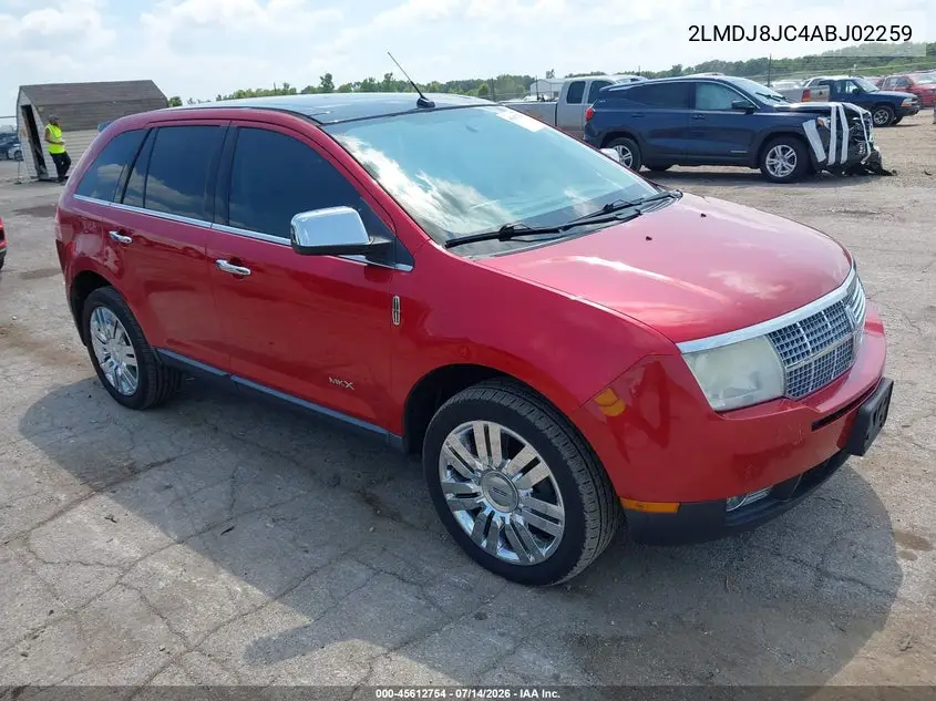 2010 Lincoln Mkx VIN: 2LMDJ8JC4ABJ02259 Lot: 45612754
