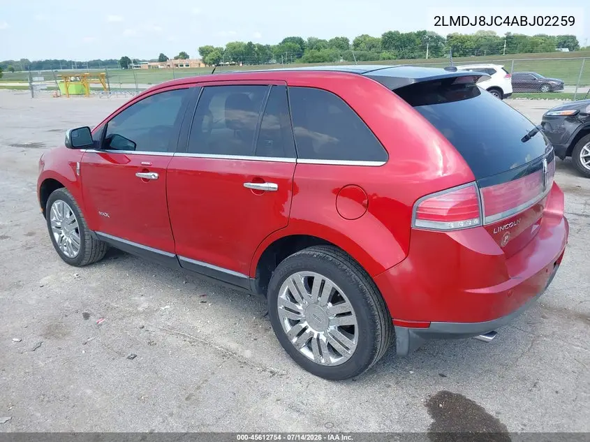 2010 Lincoln Mkx VIN: 2LMDJ8JC4ABJ02259 Lot: 45612754