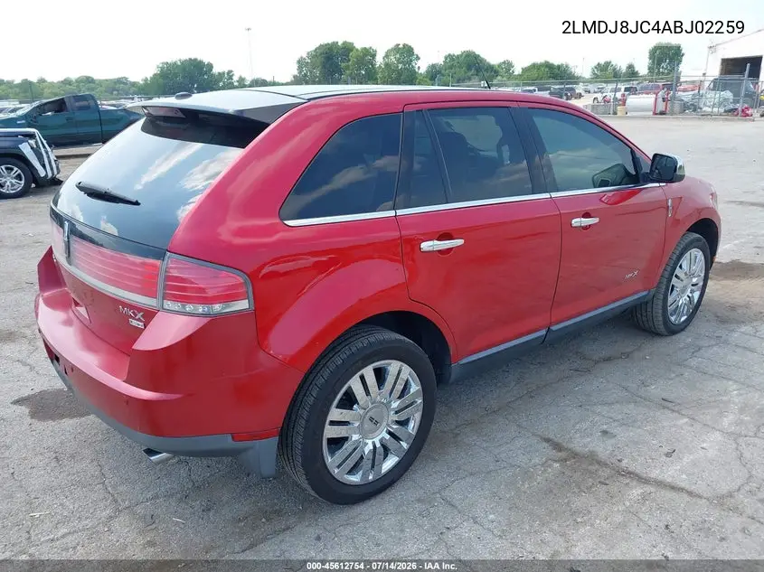 2010 Lincoln Mkx VIN: 2LMDJ8JC4ABJ02259 Lot: 45612754
