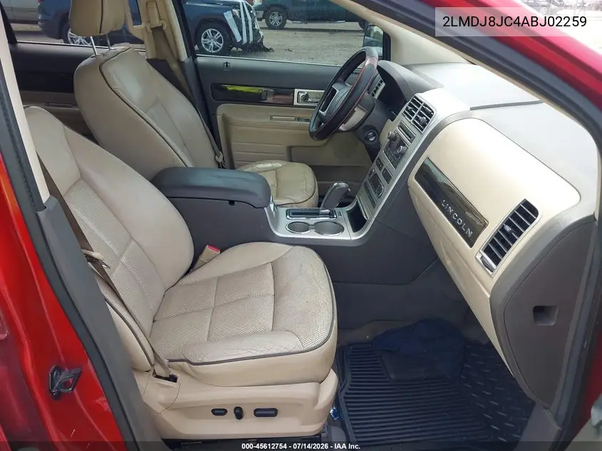 2010 Lincoln Mkx VIN: 2LMDJ8JC4ABJ02259 Lot: 45612754