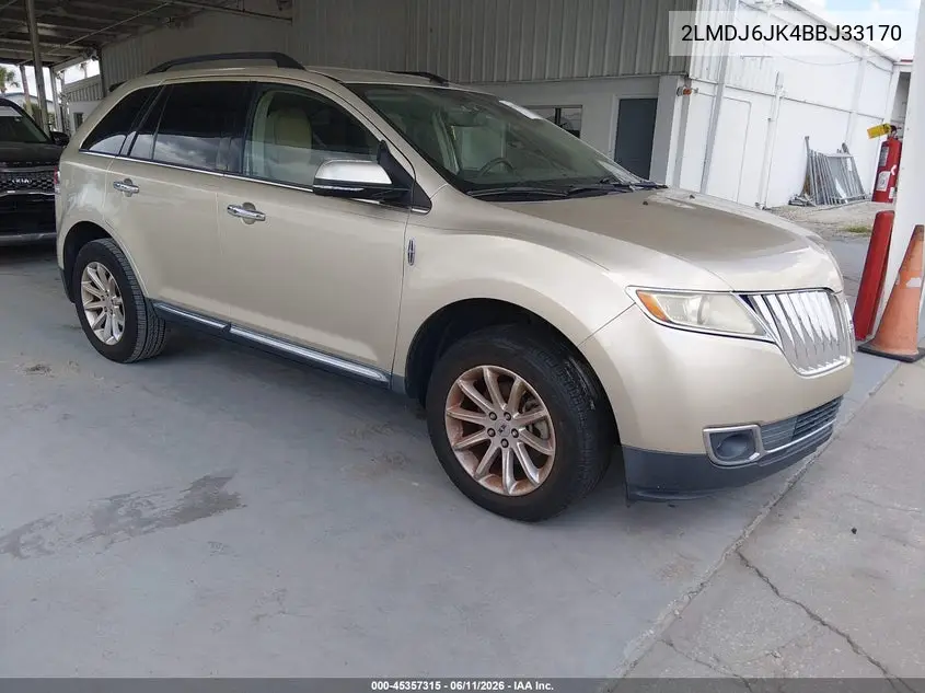 2011 Lincoln Mkx VIN: 2LMDJ6JK4BBJ33170 Lot: 45357315