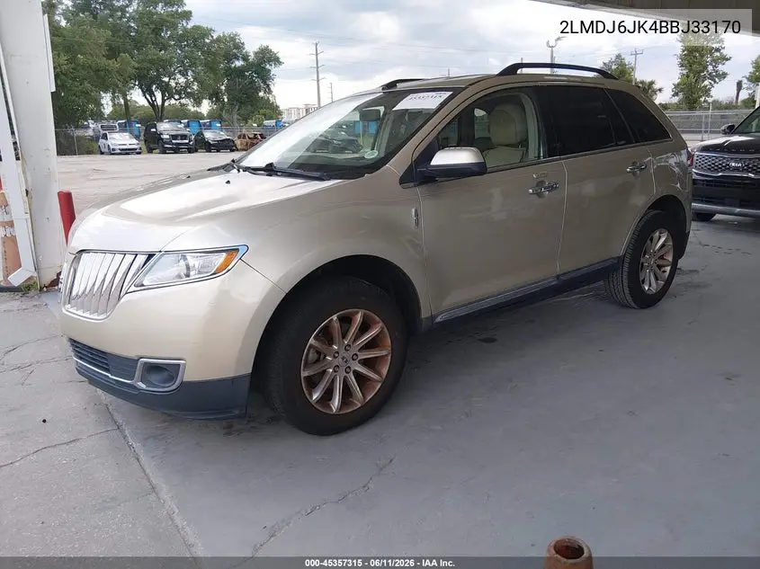 2011 Lincoln Mkx VIN: 2LMDJ6JK4BBJ33170 Lot: 45357315