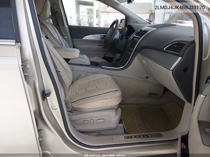 2011 Lincoln Mkx VIN: 2LMDJ6JK4BBJ33170 Lot: 45357315