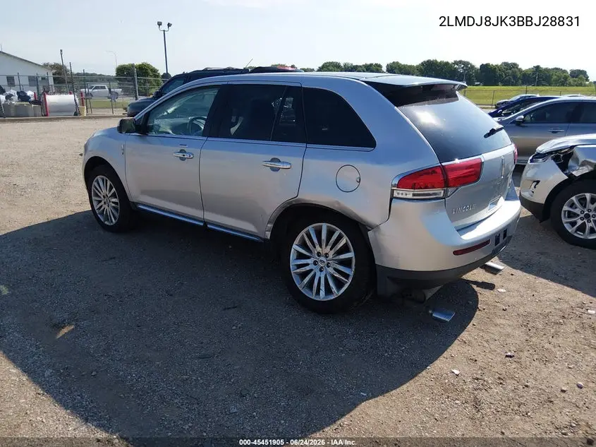 2011 Lincoln Mkx VIN: 2LMDJ8JK3BBJ28831 Lot: 45451905