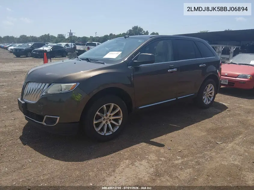 2011 Lincoln Mkx VIN: 2LMDJ8JK5BBJ06894 Lot: 45512735