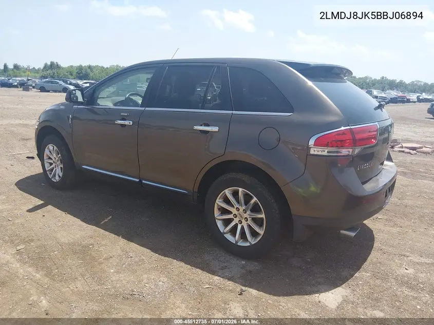 2011 Lincoln Mkx VIN: 2LMDJ8JK5BBJ06894 Lot: 45512735