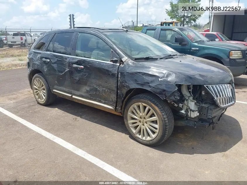 2011 Lincoln Mkx VIN: 2LMDJ6JK9BBJ22567 Lot: 45513462