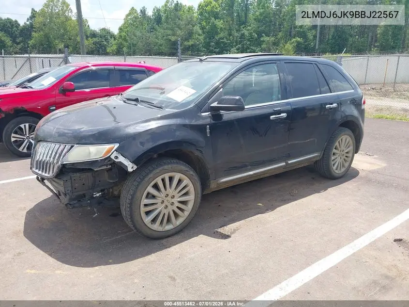 2011 Lincoln Mkx VIN: 2LMDJ6JK9BBJ22567 Lot: 45513462