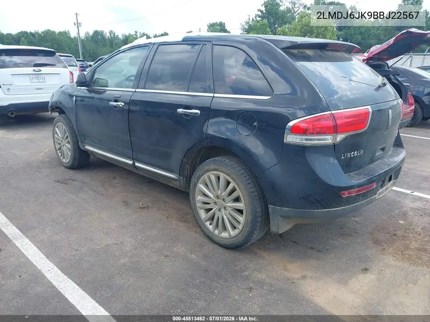 2011 Lincoln Mkx VIN: 2LMDJ6JK9BBJ22567 Lot: 45513462