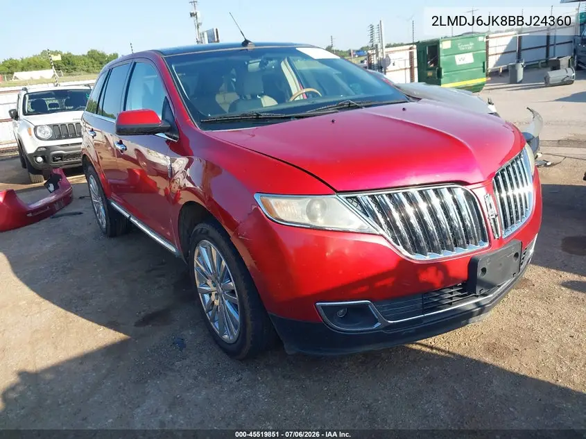 2011 Lincoln Mkx VIN: 2LMDJ6JK8BBJ24360 Lot: 45519851