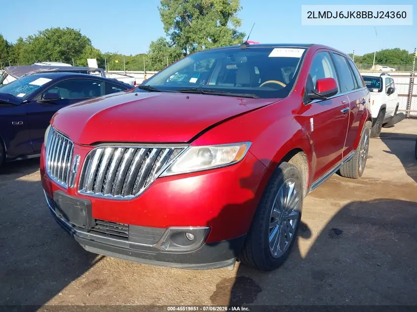 2011 Lincoln Mkx VIN: 2LMDJ6JK8BBJ24360 Lot: 45519851