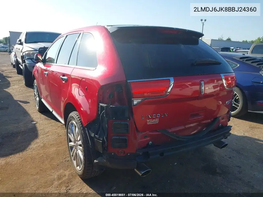 2011 Lincoln Mkx VIN: 2LMDJ6JK8BBJ24360 Lot: 45519851