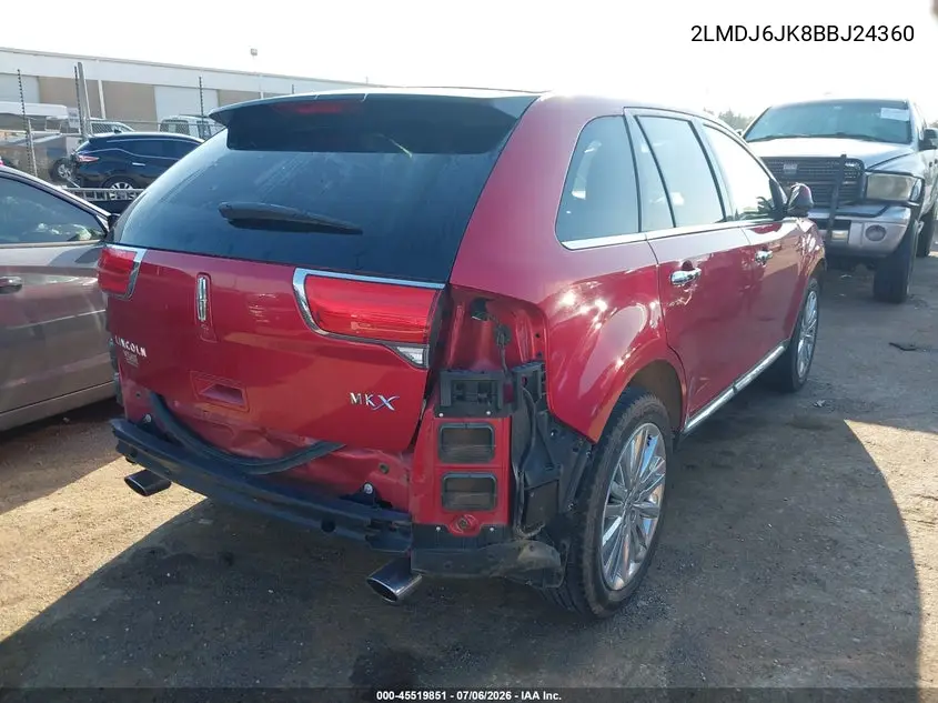 2011 Lincoln Mkx VIN: 2LMDJ6JK8BBJ24360 Lot: 45519851
