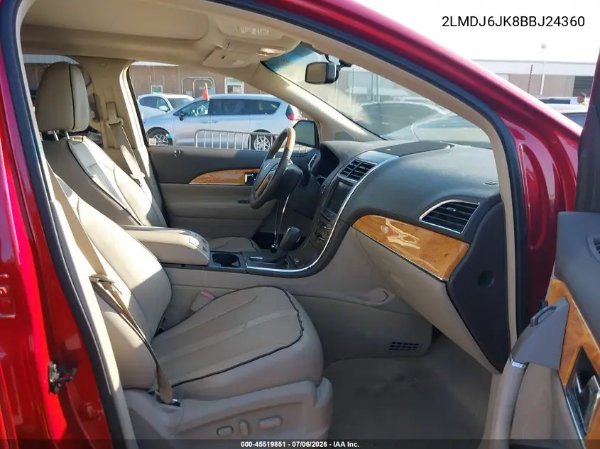 2011 Lincoln Mkx VIN: 2LMDJ6JK8BBJ24360 Lot: 45519851