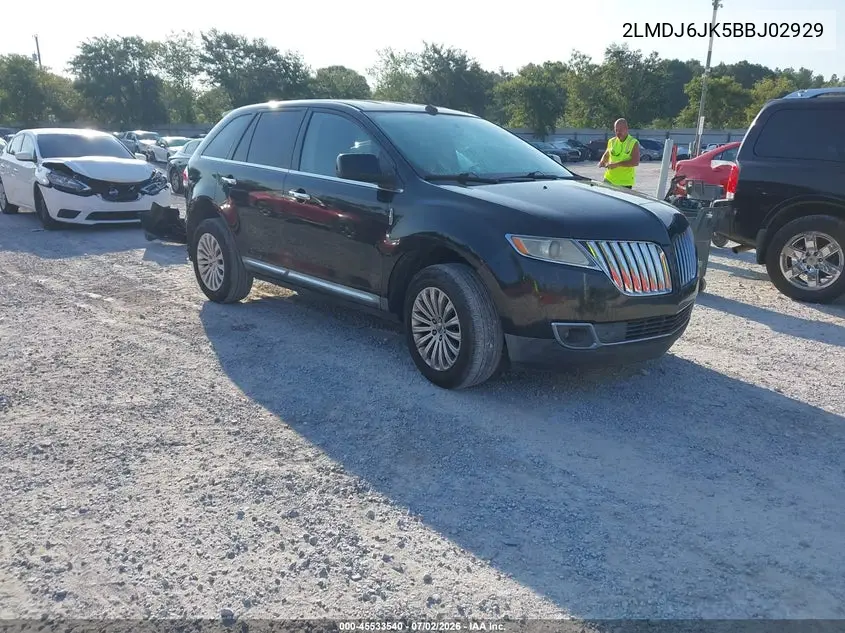 2011 Lincoln Mkx VIN: 2LMDJ6JK5BBJ02929 Lot: 45533540
