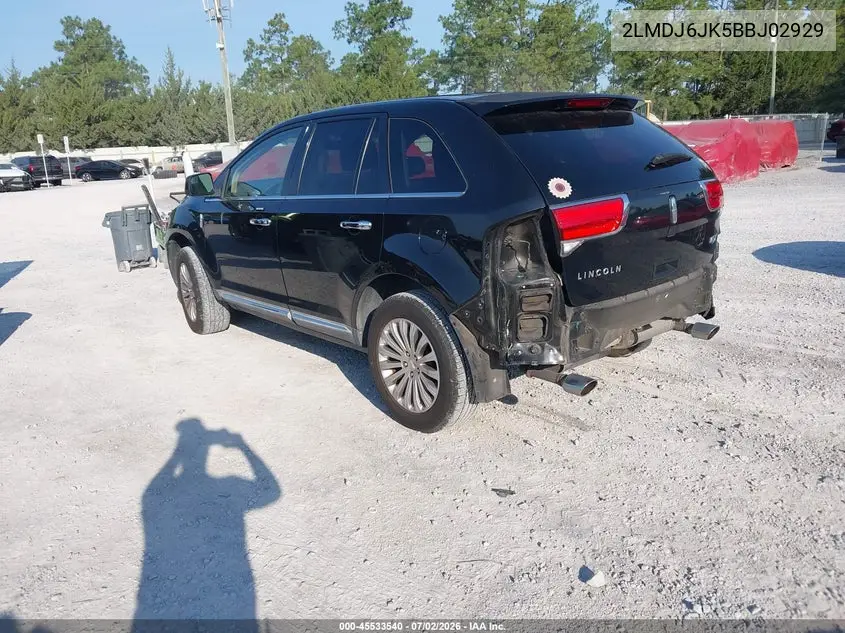 2011 Lincoln Mkx VIN: 2LMDJ6JK5BBJ02929 Lot: 45533540