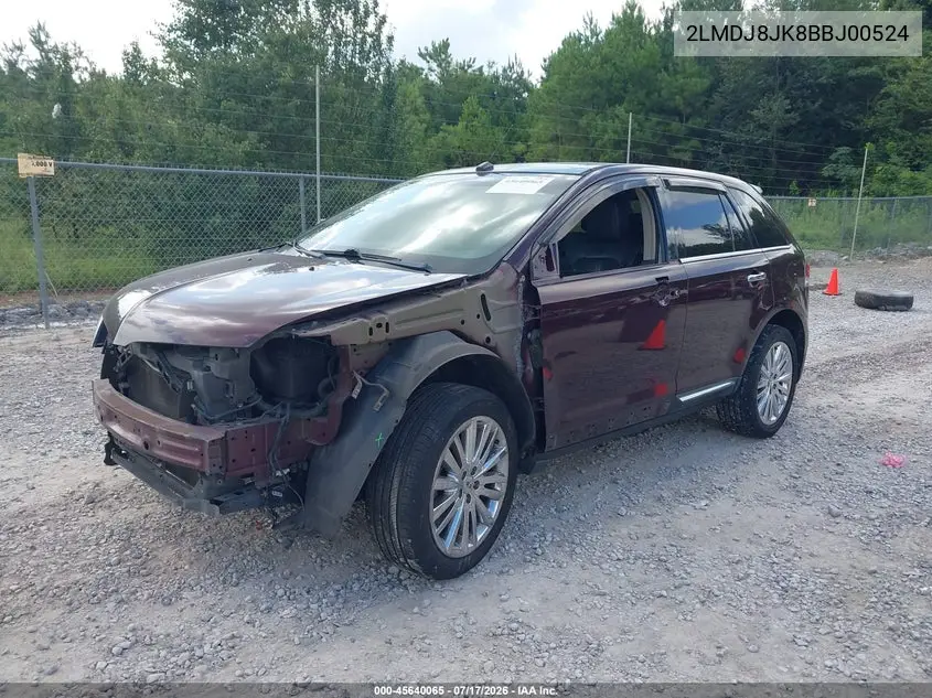 2011 Lincoln Mkx VIN: 2LMDJ8JK8BBJ00524 Lot: 45640065