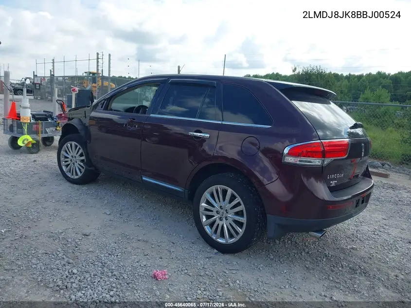 2011 Lincoln Mkx VIN: 2LMDJ8JK8BBJ00524 Lot: 45640065