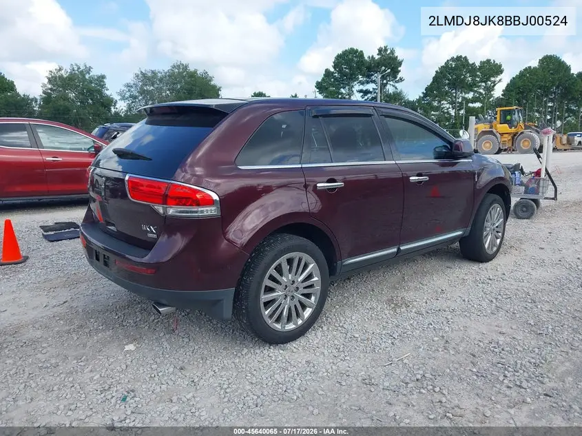 2011 Lincoln Mkx VIN: 2LMDJ8JK8BBJ00524 Lot: 45640065