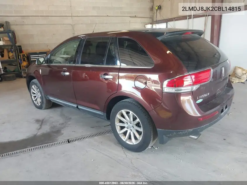 2012 Lincoln Mkx VIN: 2LMDJ8JK2CBL14815 Lot: 45512963