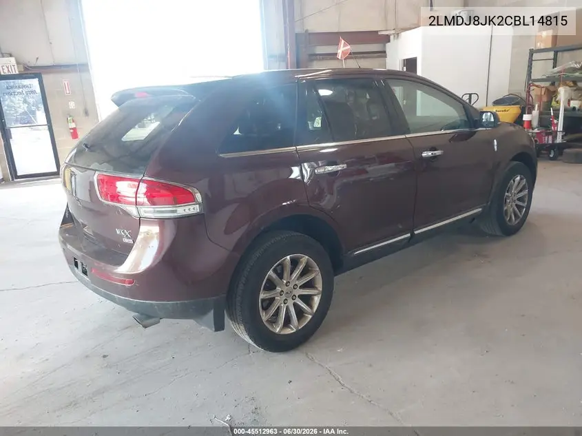 2012 Lincoln Mkx VIN: 2LMDJ8JK2CBL14815 Lot: 45512963