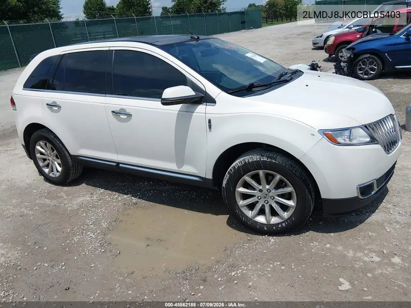 2012 Lincoln Mkx VIN: 2LMDJ8JK0CBL05403 Lot: 45562188