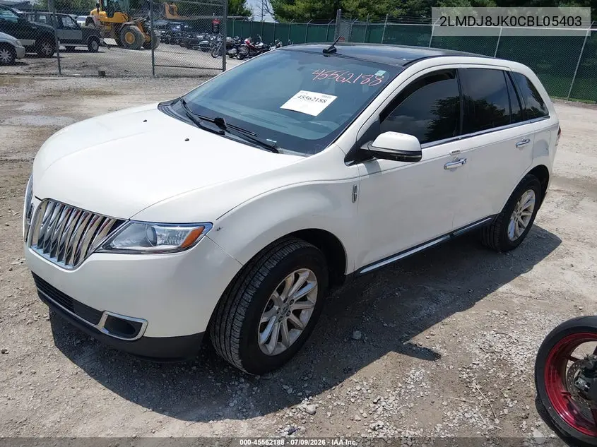 2012 Lincoln Mkx VIN: 2LMDJ8JK0CBL05403 Lot: 45562188