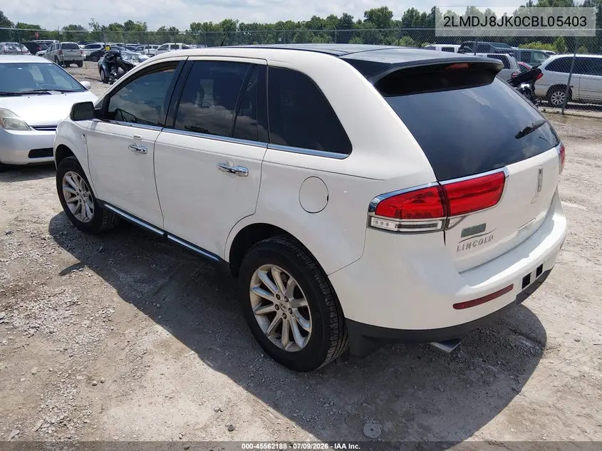 2012 Lincoln Mkx VIN: 2LMDJ8JK0CBL05403 Lot: 45562188