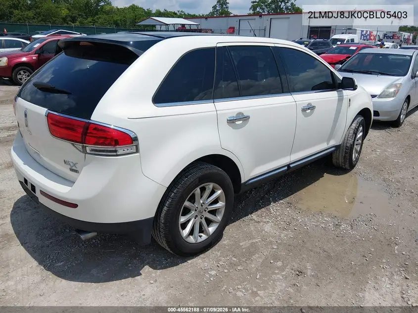 2012 Lincoln Mkx VIN: 2LMDJ8JK0CBL05403 Lot: 45562188