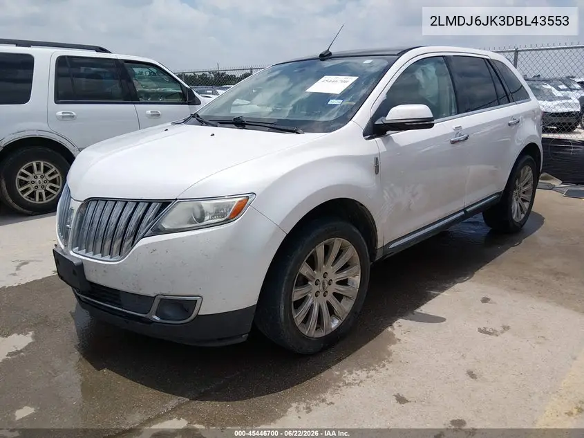 2013 Lincoln Mkx VIN: 2LMDJ6JK3DBL43553 Lot: 45446700