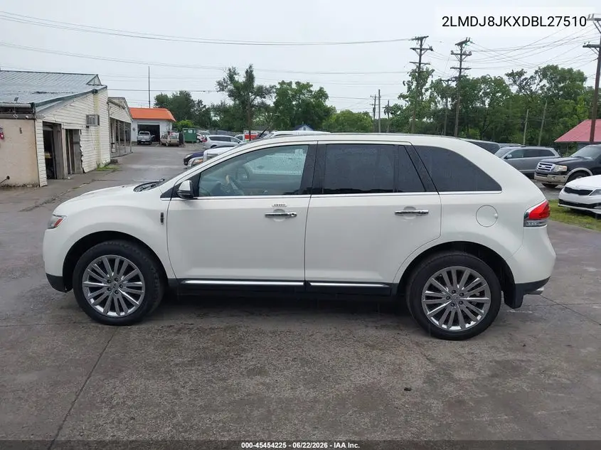 2013 Lincoln Mkx VIN: 2LMDJ8JKXDBL27510 Lot: 45454225