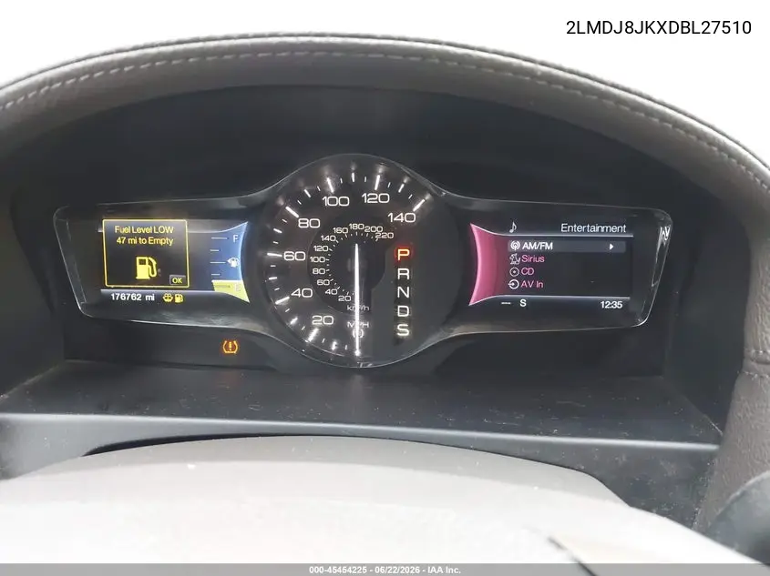 2013 Lincoln Mkx VIN: 2LMDJ8JKXDBL27510 Lot: 45454225