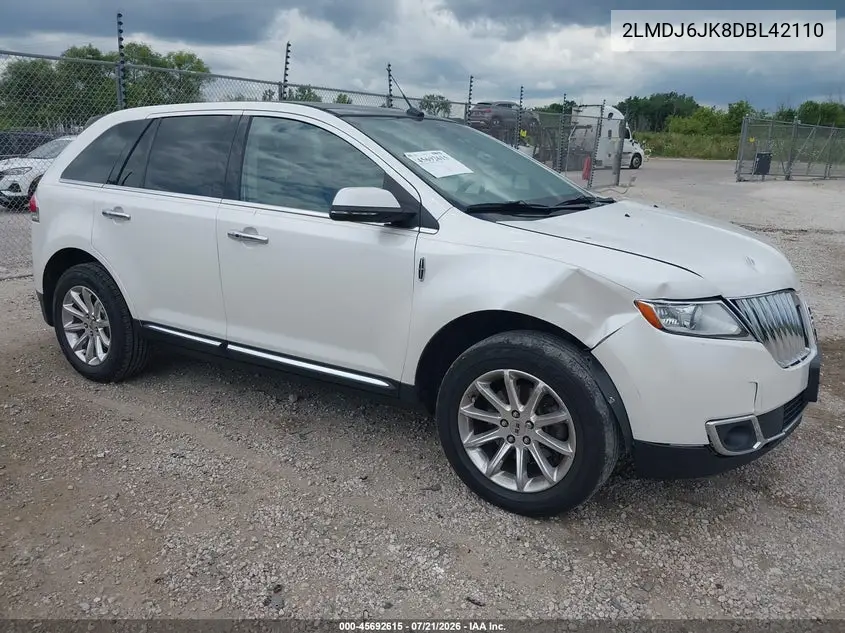 2013 Lincoln Mkx VIN: 2LMDJ6JK8DBL42110 Lot: 45692615