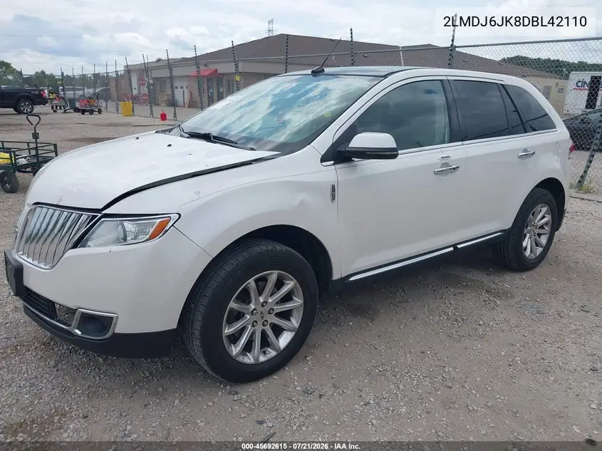 2013 Lincoln Mkx VIN: 2LMDJ6JK8DBL42110 Lot: 45692615