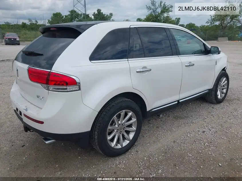 2013 Lincoln Mkx VIN: 2LMDJ6JK8DBL42110 Lot: 45692615